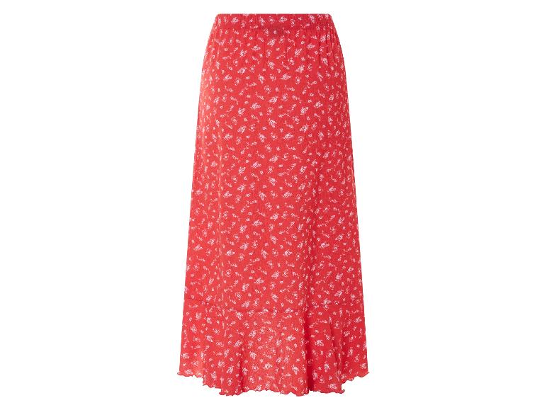 Lange rode rok met bloemenprint.