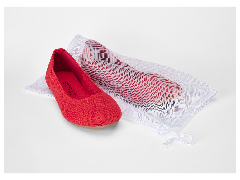 Rode Esmara ballerina's van textiel in een netzak.