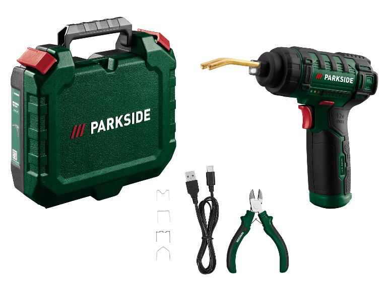 PARKSIDE 12V accu-kunststoflaspistool met koffer, laadkabel, tang en nietjes