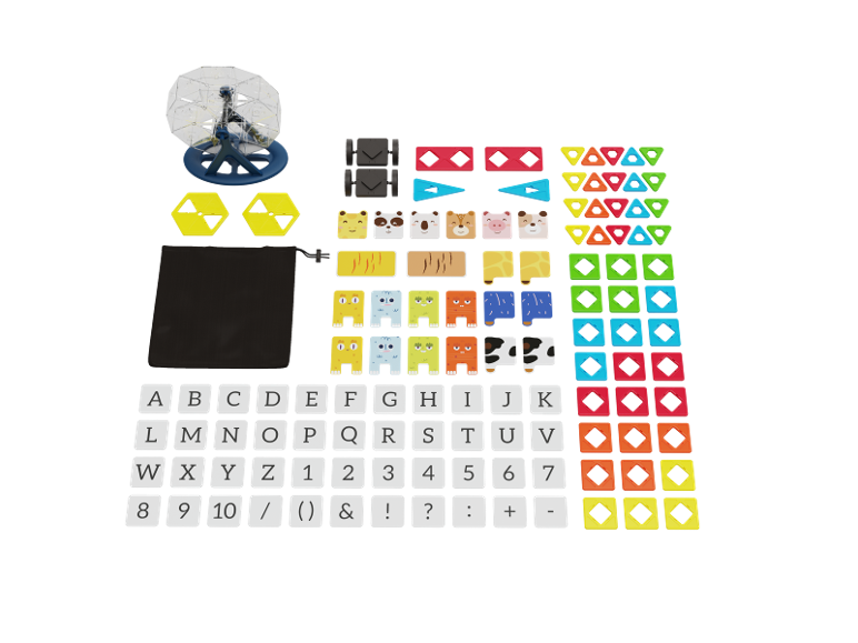 Magnetisch constructiespeelgoed voor kinderen met letters, cijfers, dieren en een reuzenrad.