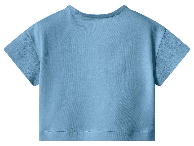 Lichtblauw dames T-shirt met korte mouwen, achterkant.