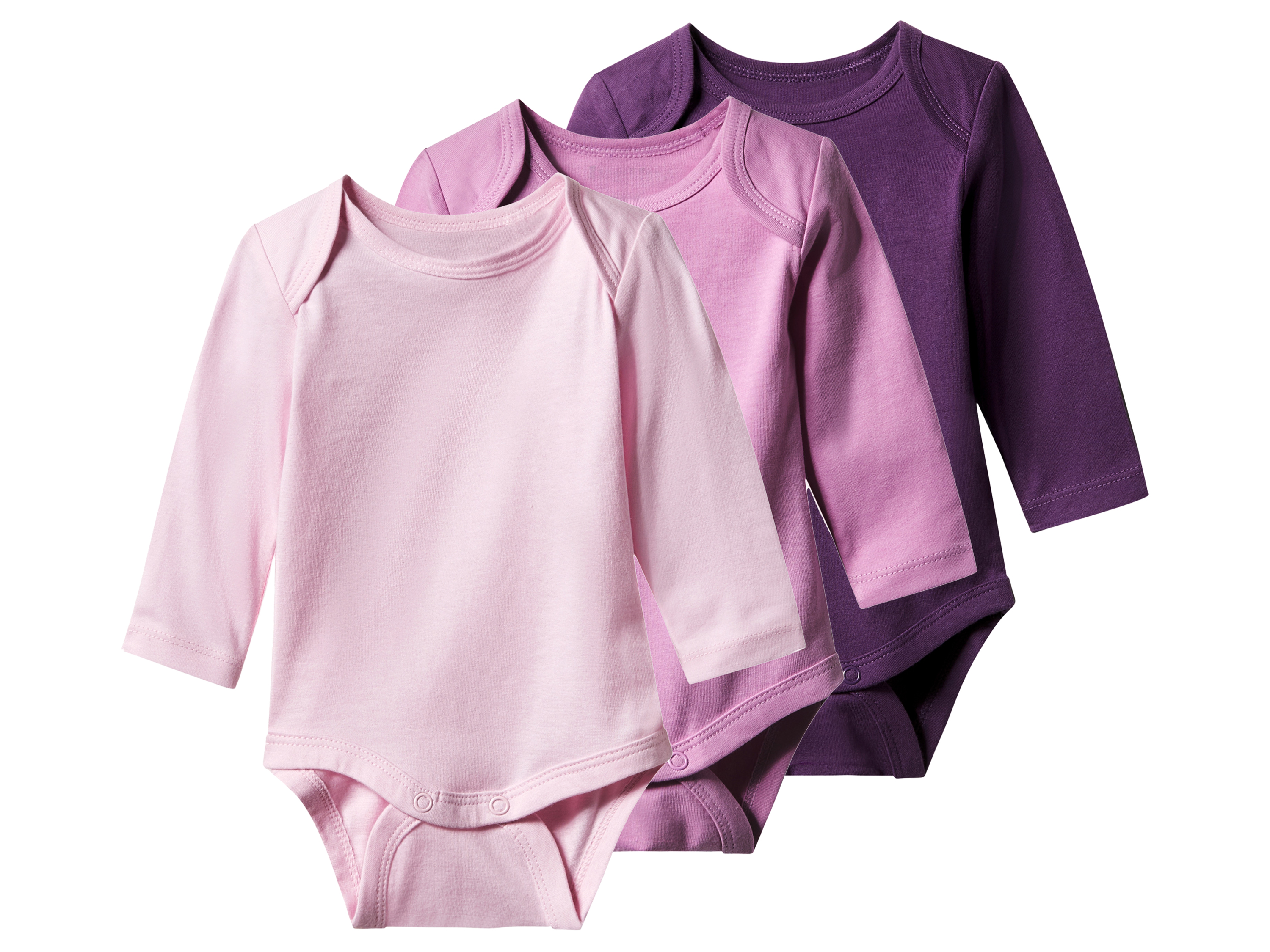 lupilu Set van 3 baby rompers (paars/roze, 50/56)