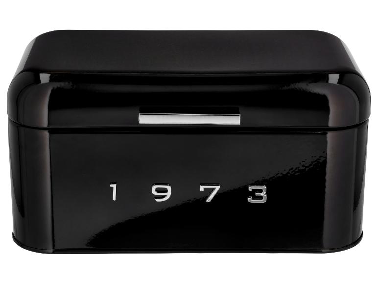 Een elegante zwarte broodtrommel uit 1973.