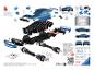 Montagehandleiding voor een 3D-puzzel van een blauwe sportwagen.