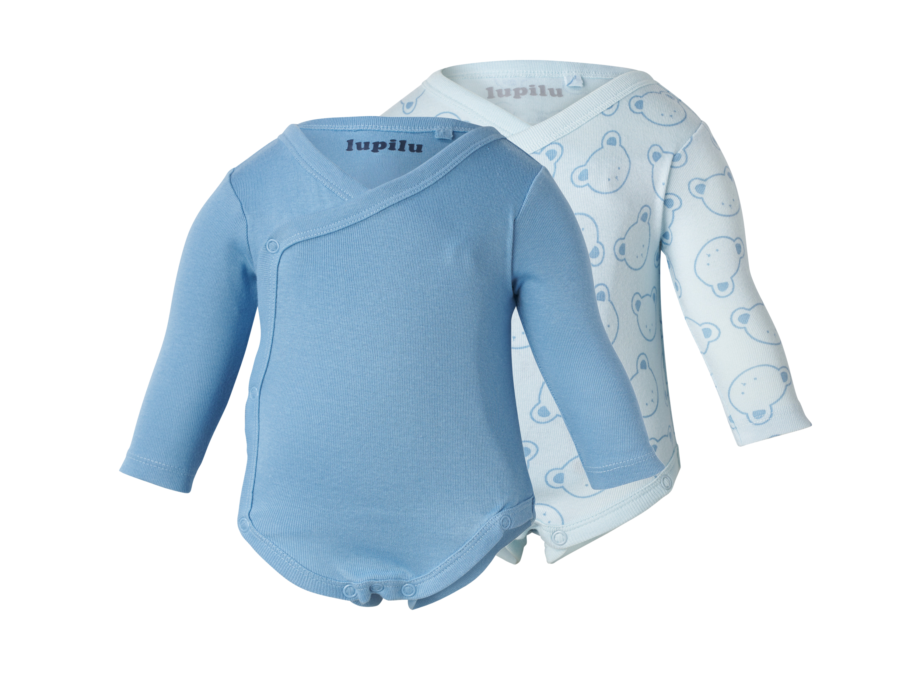 LUPILU Set van 2 baby rompers (Blauw, 50/56)