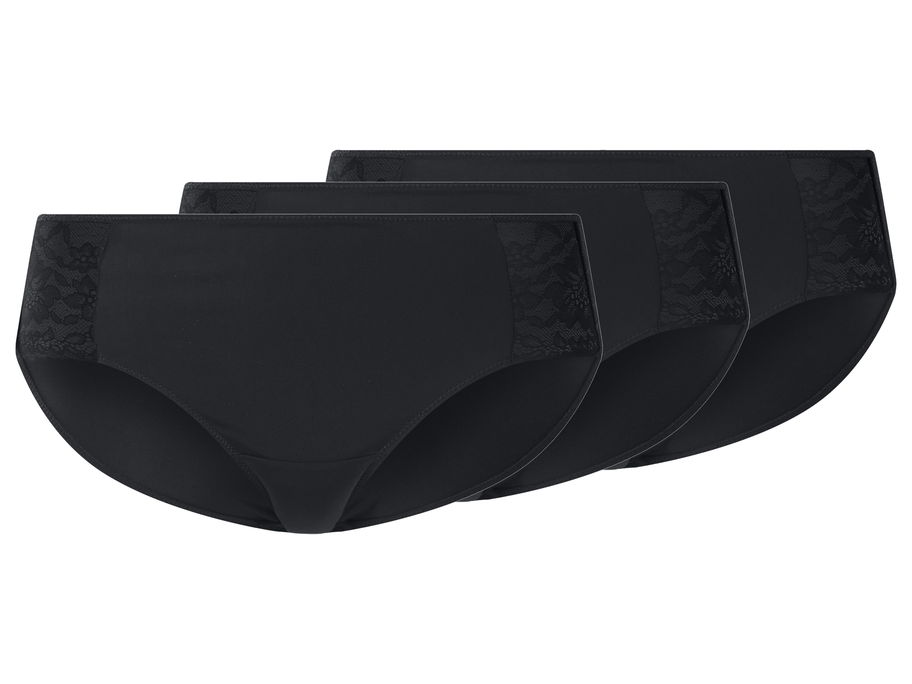 esmara Set van 3 dames hipsters (Zwart, S (36/38))