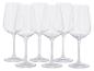 Zes heldere wijnglazen met steel en een modern, elegant ontwerp