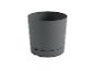 Donkergrijze bloempot, minimalistisch design.