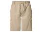 Beige cargoshorts met elastische tailleband en trekkoord.