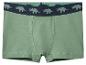 Groene jongensboxershort met dinosauruspatroon op de tailleband