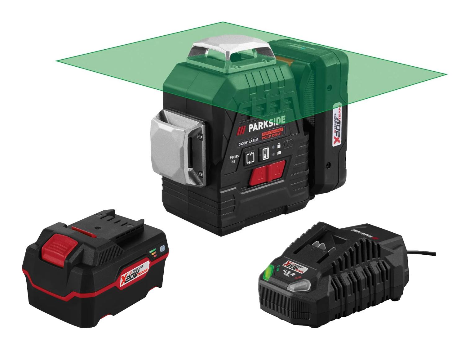 Accu-kruislijnlaser 20 V, met accu 4 Ah en snellader 4,5 A