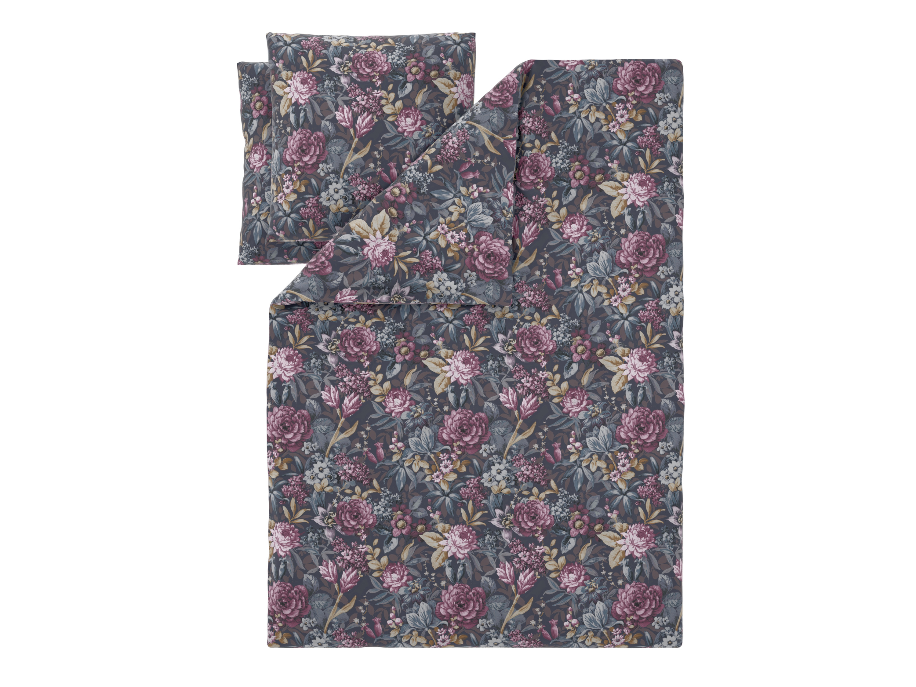 LIVARNO Renforcé-beddengoed, 200 x 200 cm (Bloemen/antraciet)
