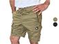 Beige cargoshort voor heren met trekkoord en zijzakken.