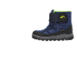 Blauwe waterdichte winterlaars voor kinderen met bergmotief en groene voering.