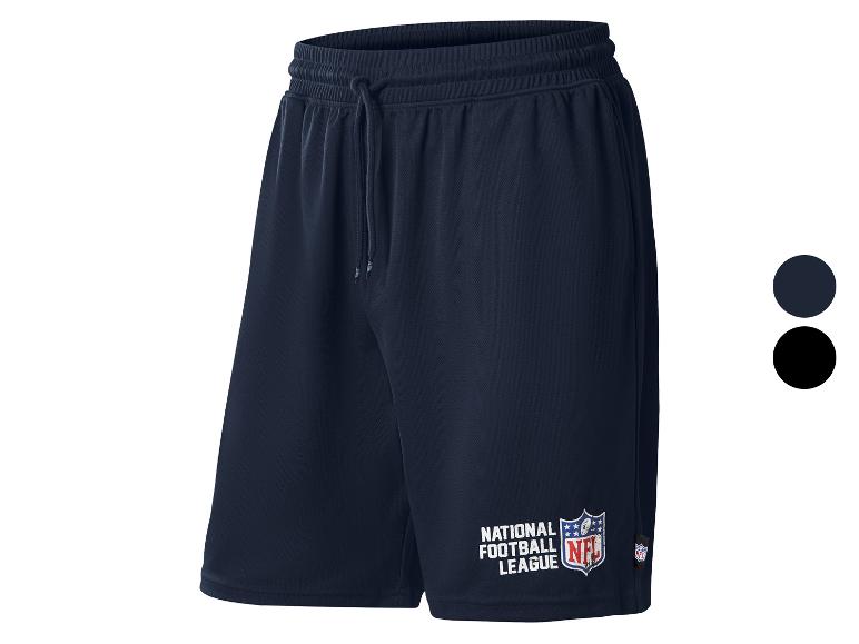 NFL herenshorts in marineblauw met logo, verkrijgbaar in marineblauw en zwart