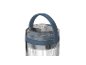 Draagbare blender met een blauw handvat en transparante container.