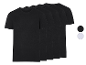 Vijf zwarte t-shirts met korte mouwen.