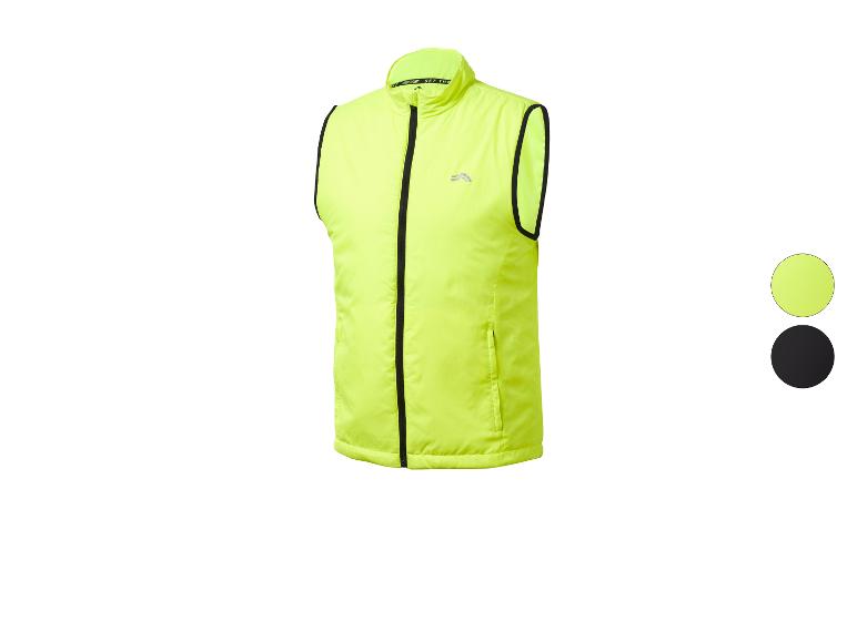 Neongele reflecterende bodywarmer met zwarte rits en zwarte details