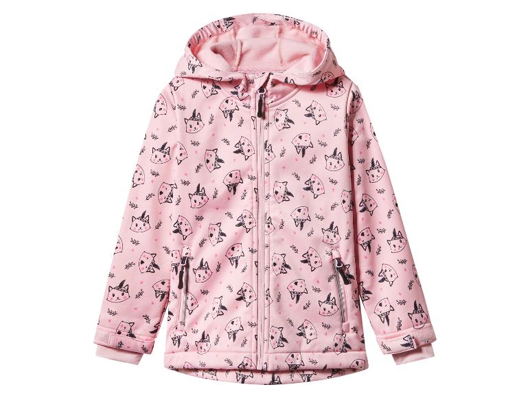 Roze meisjesjas met schattige kattenprint.