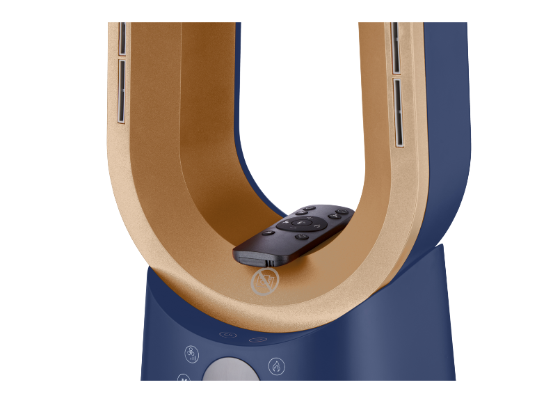 Blauw-gouden bladeless ventilator met magnetische afstandsbediening