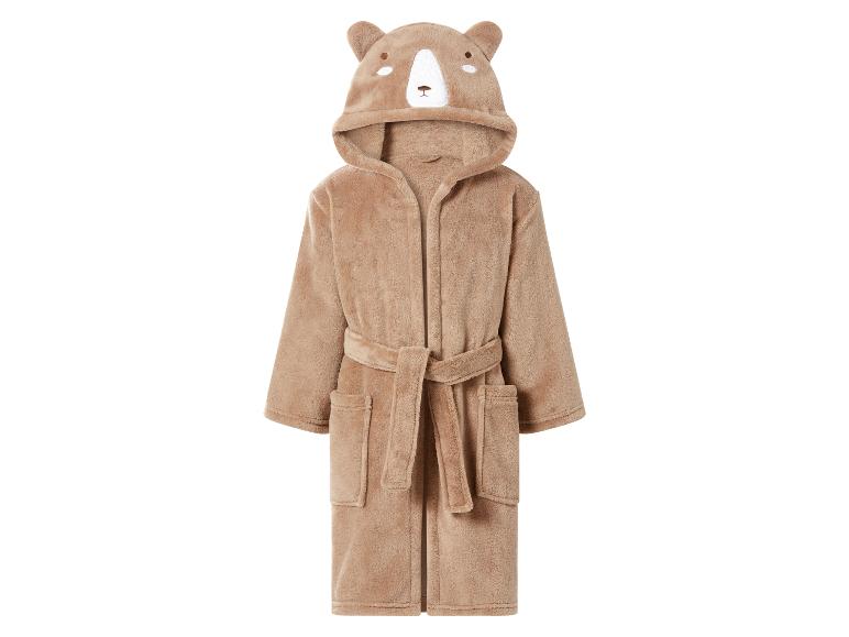Zachte kinderbadjas met capuchon in de vorm van een beer, beige