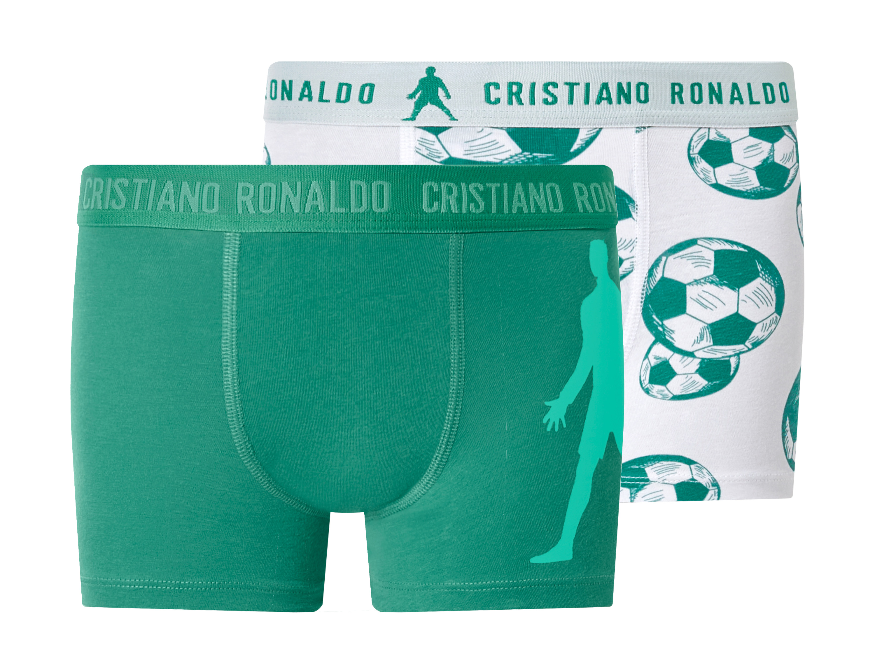 CR7 Set van 2 jongens boxers (Wit/groen, 122/128)