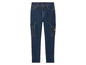 Donkerblauwe skinny jeans met cargozakken.