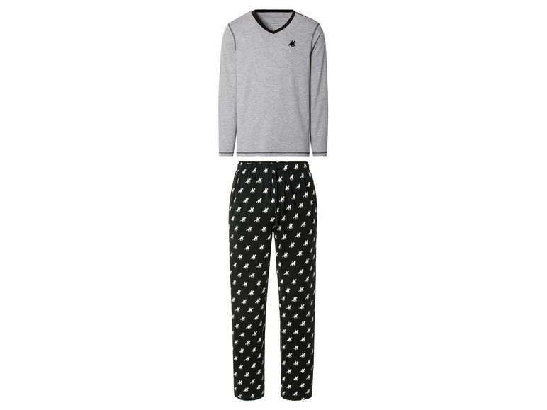Heren pyjama (S (44-46), Grijs-zwart)
