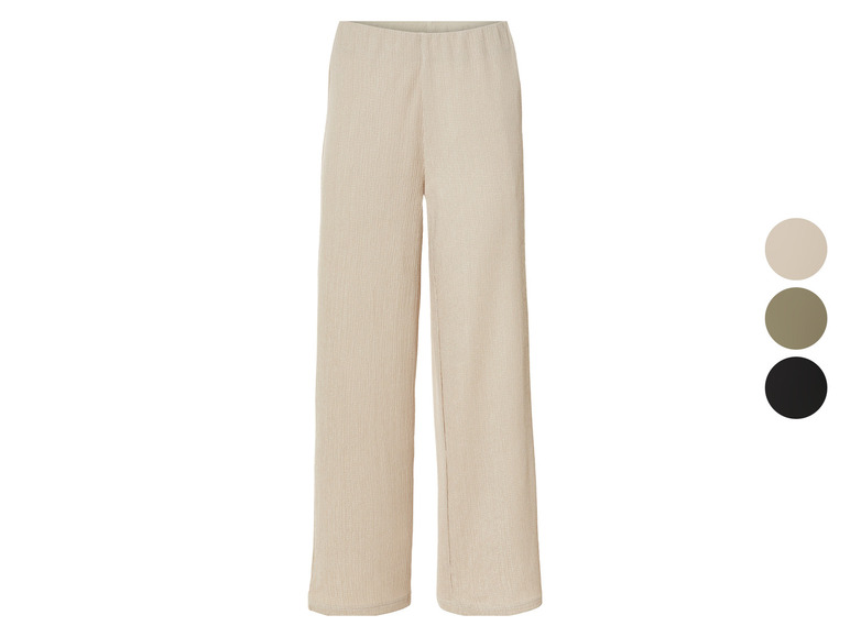 Beige, wijde broek met een elastische tailleband.