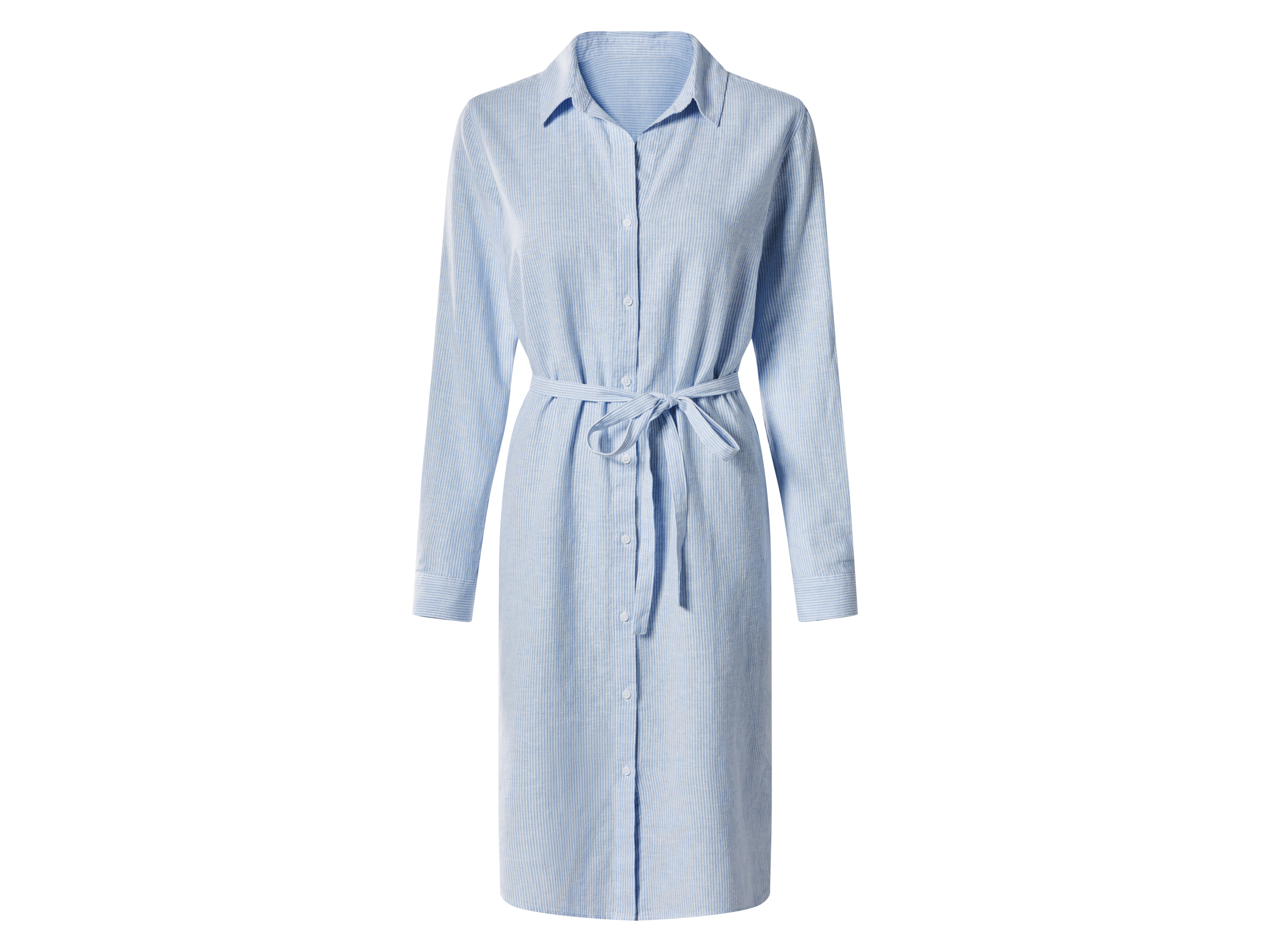 ESMARA Linnen dames jurk (Blauw/wit, L (44/46))