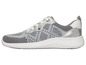 Witte sneakers met grijze details.