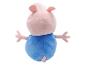 Een Peppa Pig knuffel in een blauwe outfit.