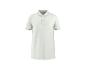 Wit dames poloshirt met korte mouwen en kraag met bruine strepen.