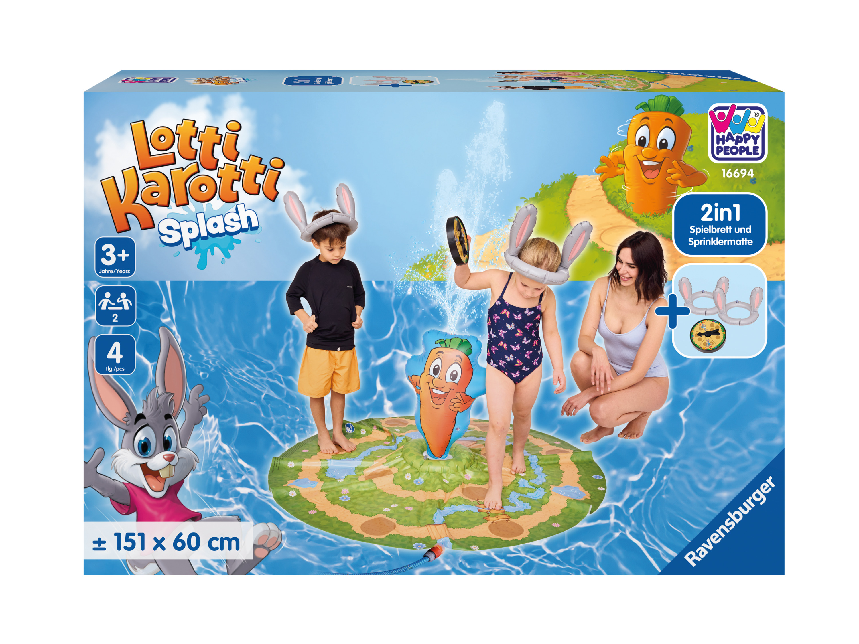 HAPPY PEOPLE Ravensburger waterspelletjes, zwembad speelgoed (De verfrissende konijnenrace)