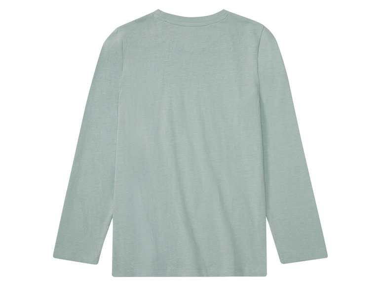 Een lichtblauwe longsleeve T-shirt.