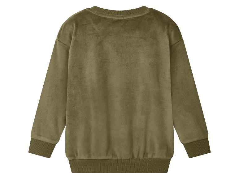 Groene velours sweater met lange mouwen, achterkant