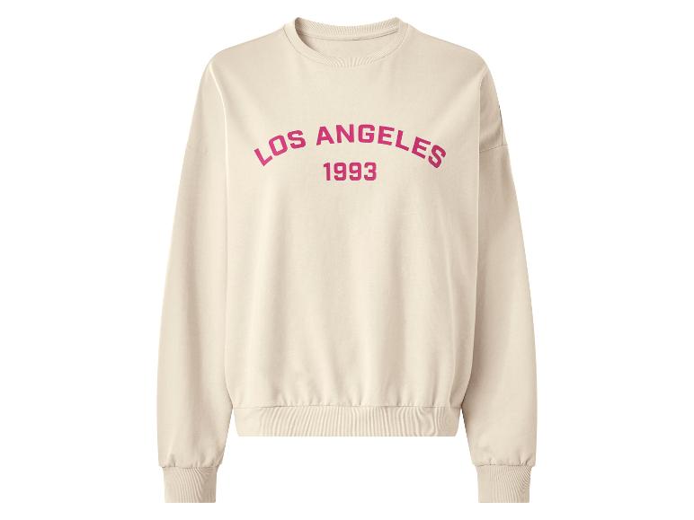 Beige sweatshirt met roze letters 'LOS ANGELES 1993'.