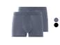 Twee grijze boxershorts.