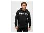 Man draagt een zwarte Bench hoodie met wit logo