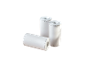 Drie witte papierrollen met een decoratief grijs patroon
