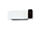 Witte elektrische wandkachel met digitaal display op een zwarte achtergrond.