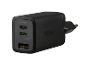 Zwarte 45W USB-wandlader met twee USB-C-poorten en één USB-A-poort.