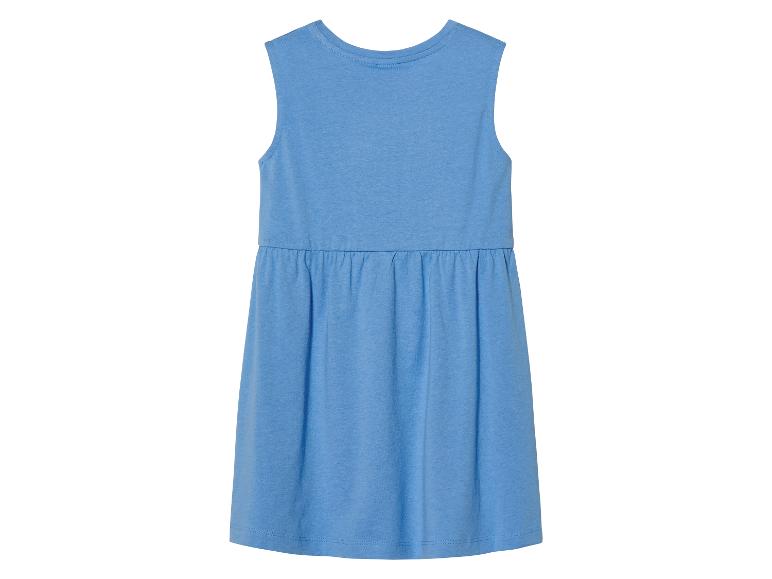 Lichtblauw, mouwloos jurkje voor meisjes.