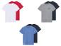 Diverse T-shirts: wit, rood, grijs, donkerblauw en lichtblauw.
