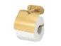 Gouden moderne toiletrolhouder met een witte rol.