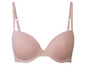 Een roze bh met gladde cups.