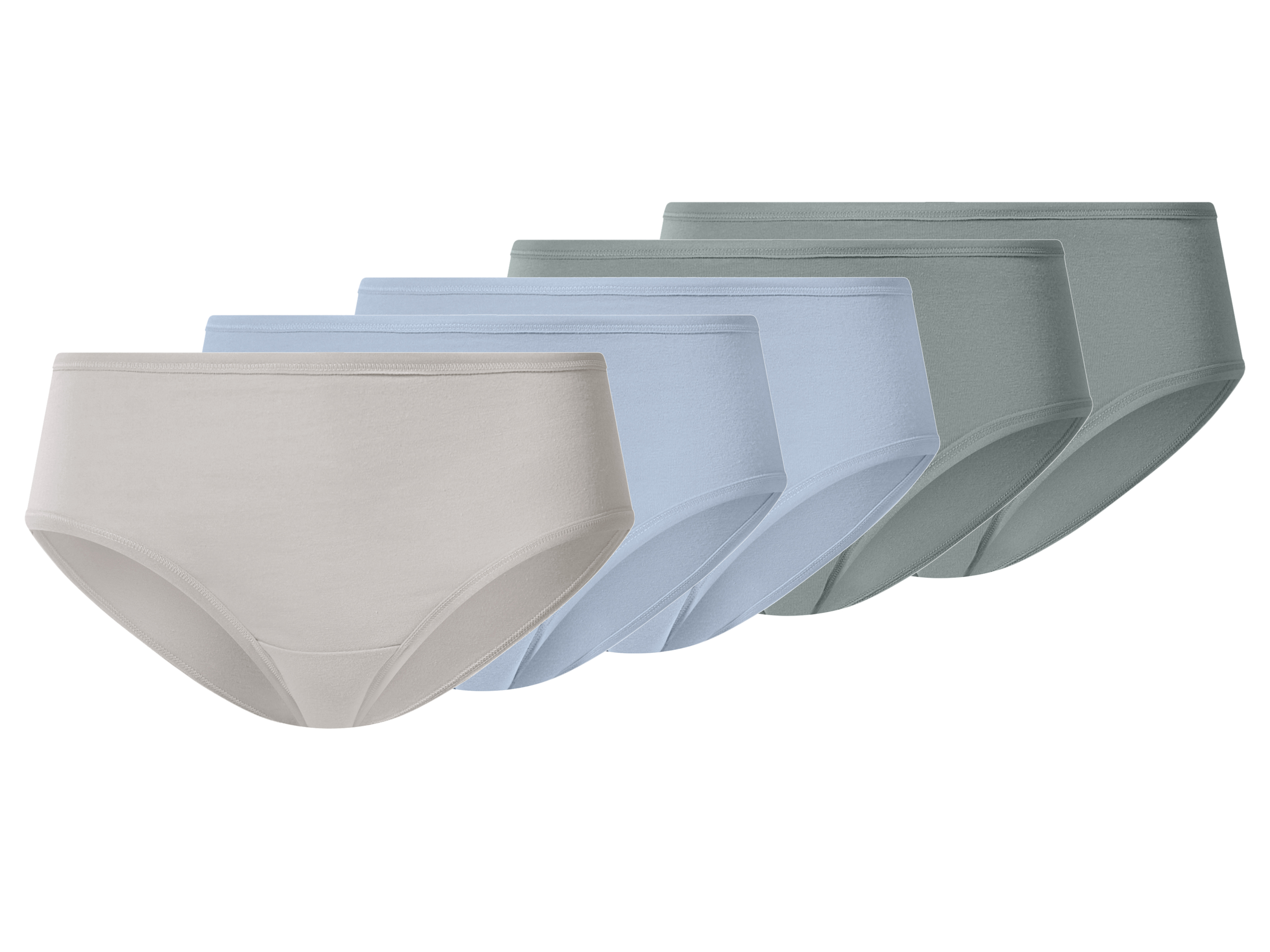 esmara Set van 5 dames hipsters (groen/blauw/grijs, XS (32/34))