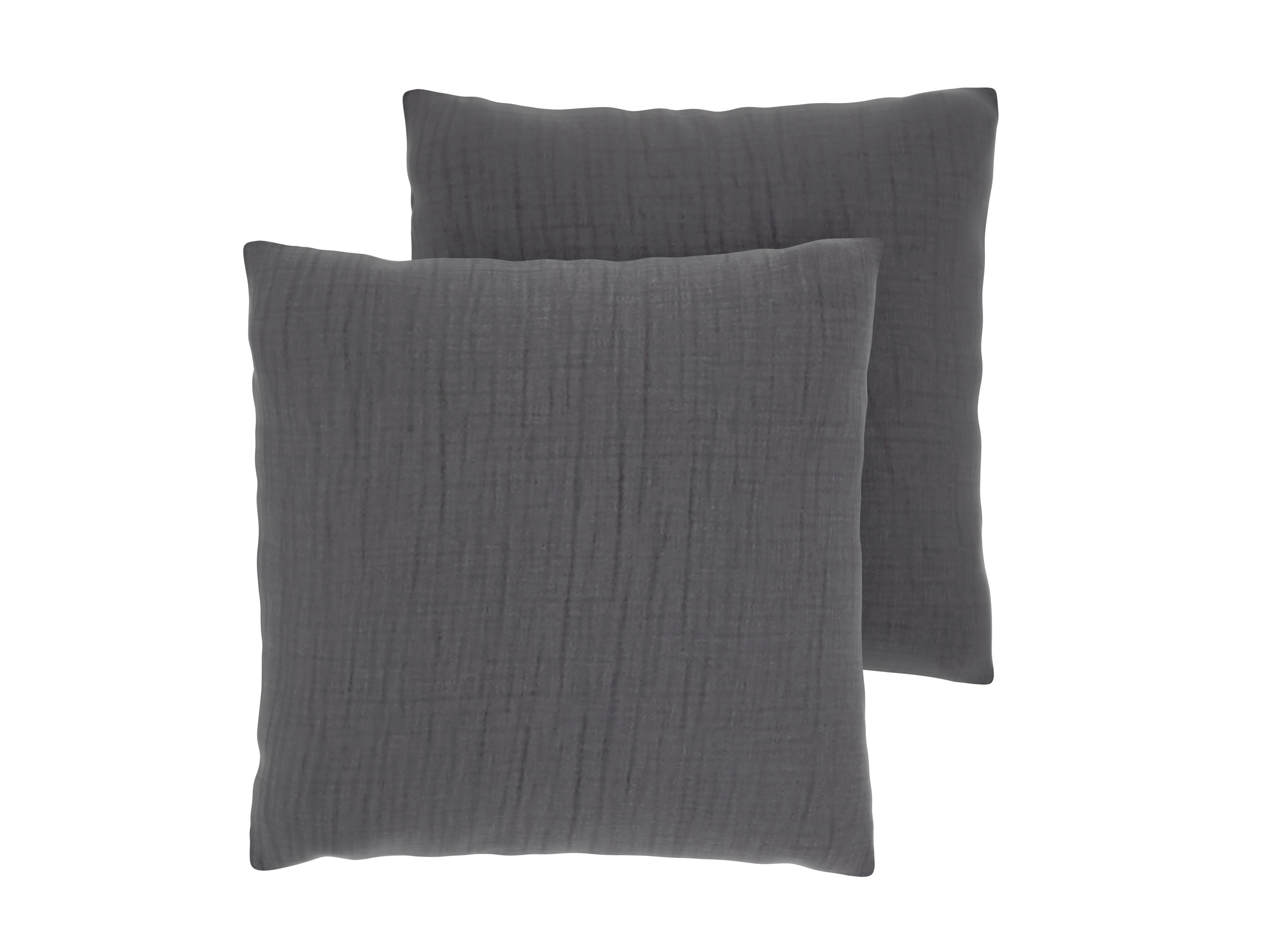 LIVARNO Set van 2 mousseline kussenslopen 50 x 60 cm (Grijs)