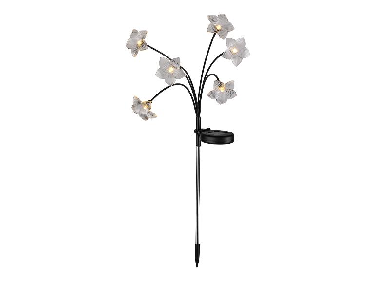 Solar tuinlamp met glazen bloemen design.