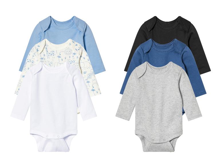 Baby rompers in wit, grijs, blauw en zwart